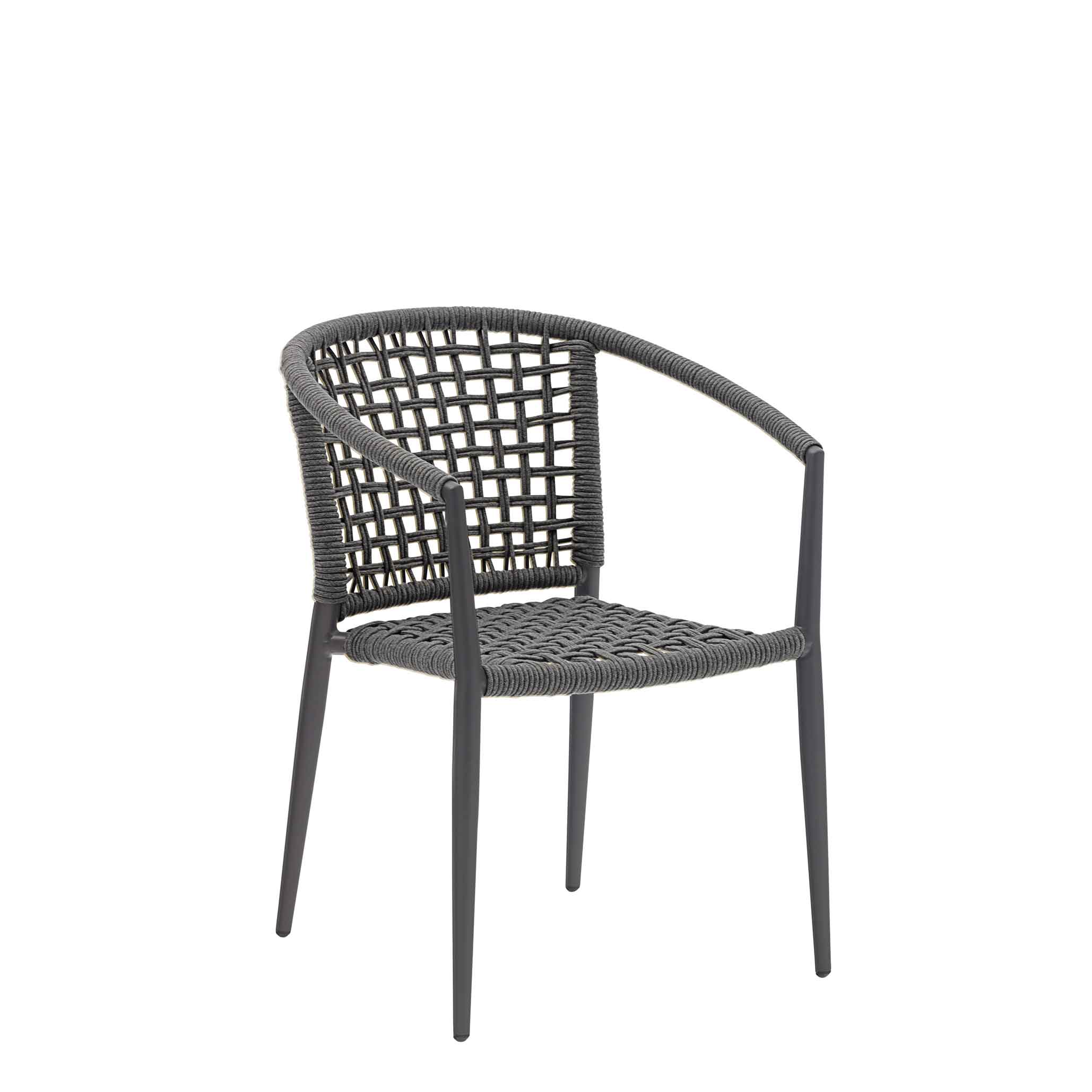 Calderas Grey Outdoorstuhl mit Armlehnen und Geflecht – Vorderansicht