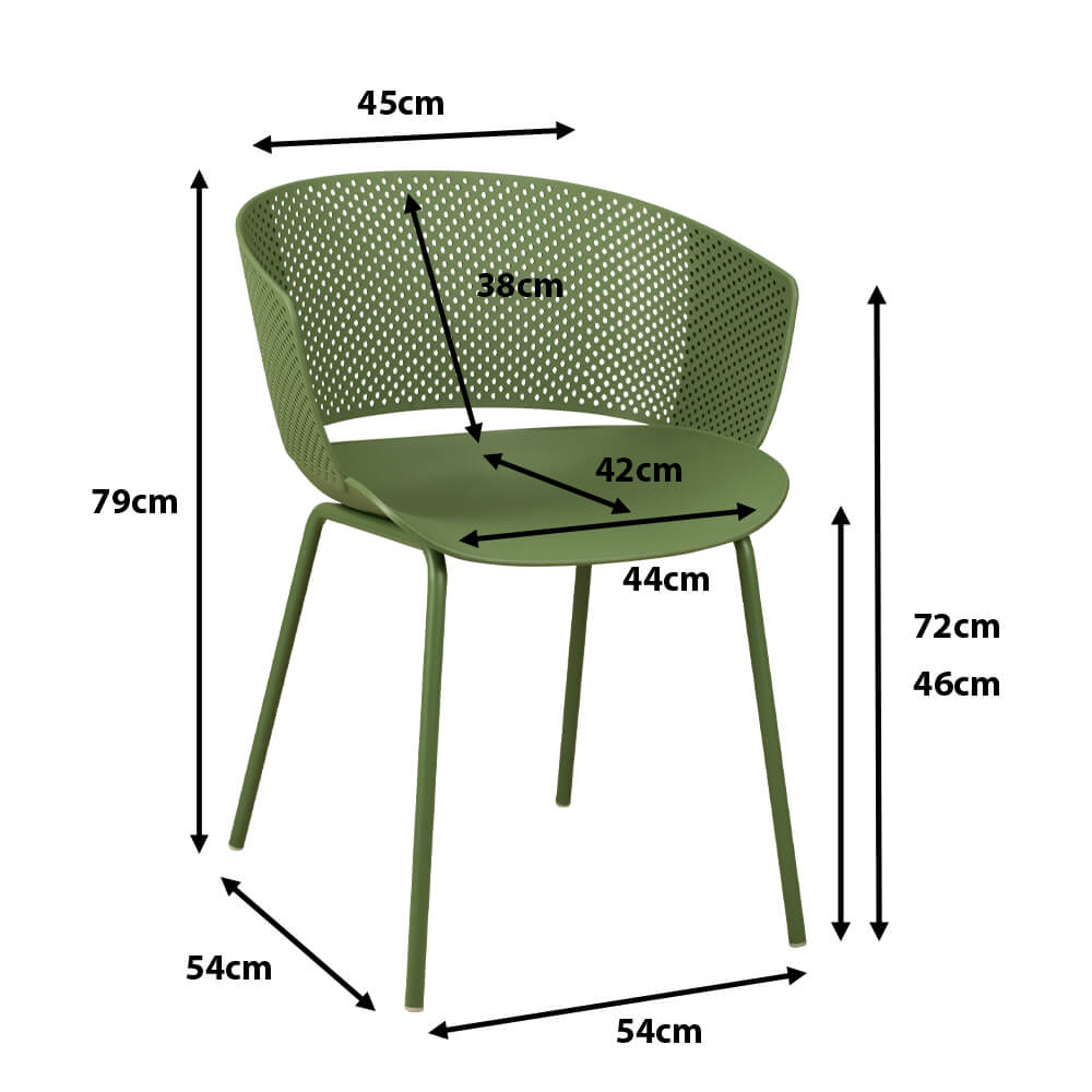 Kunststoffstuhl FOMA F832 Green Maße Kunststoffstuhl FOMA F832 Green Maße
