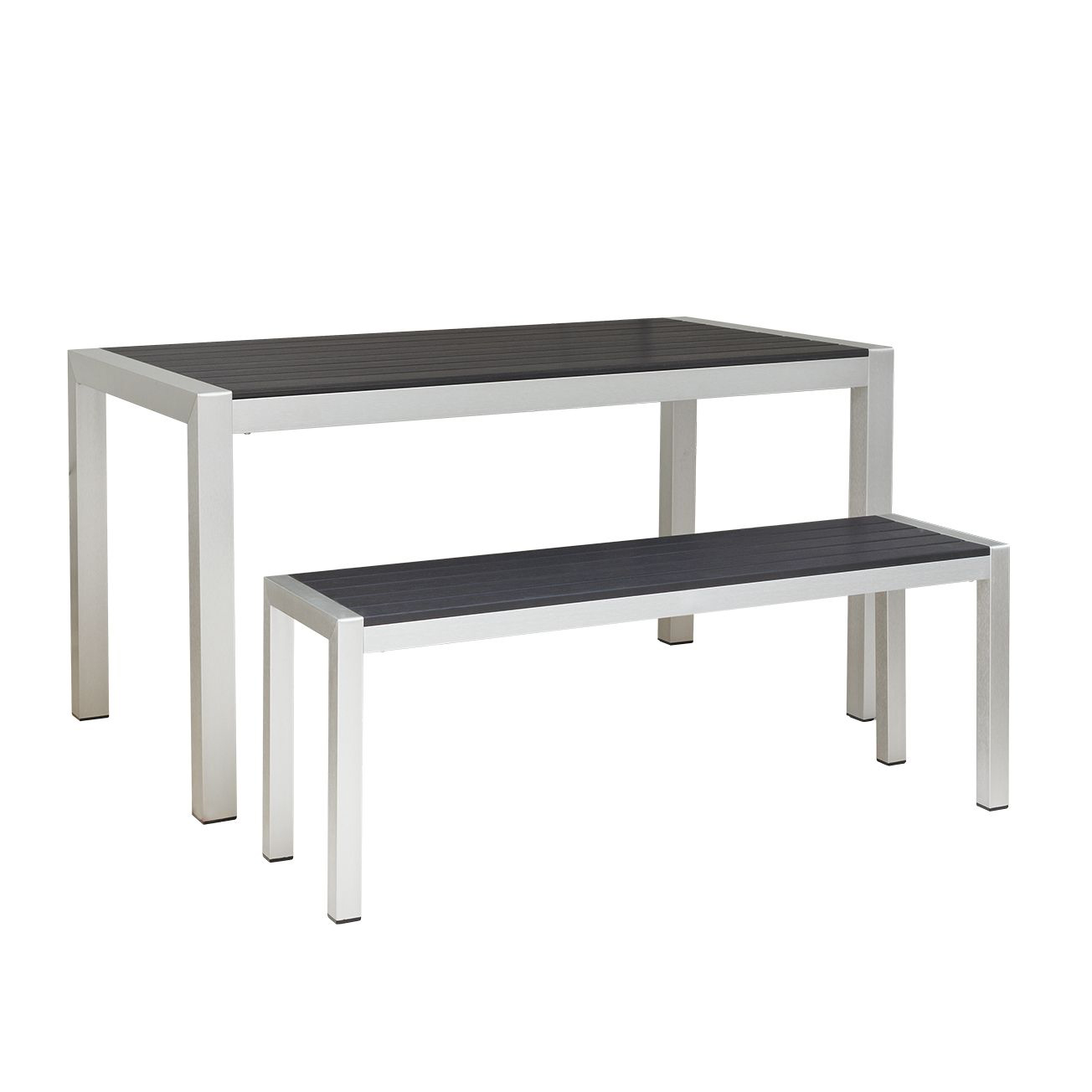 Tisch Sinora-140 grau mit Sinora-Bank-grau