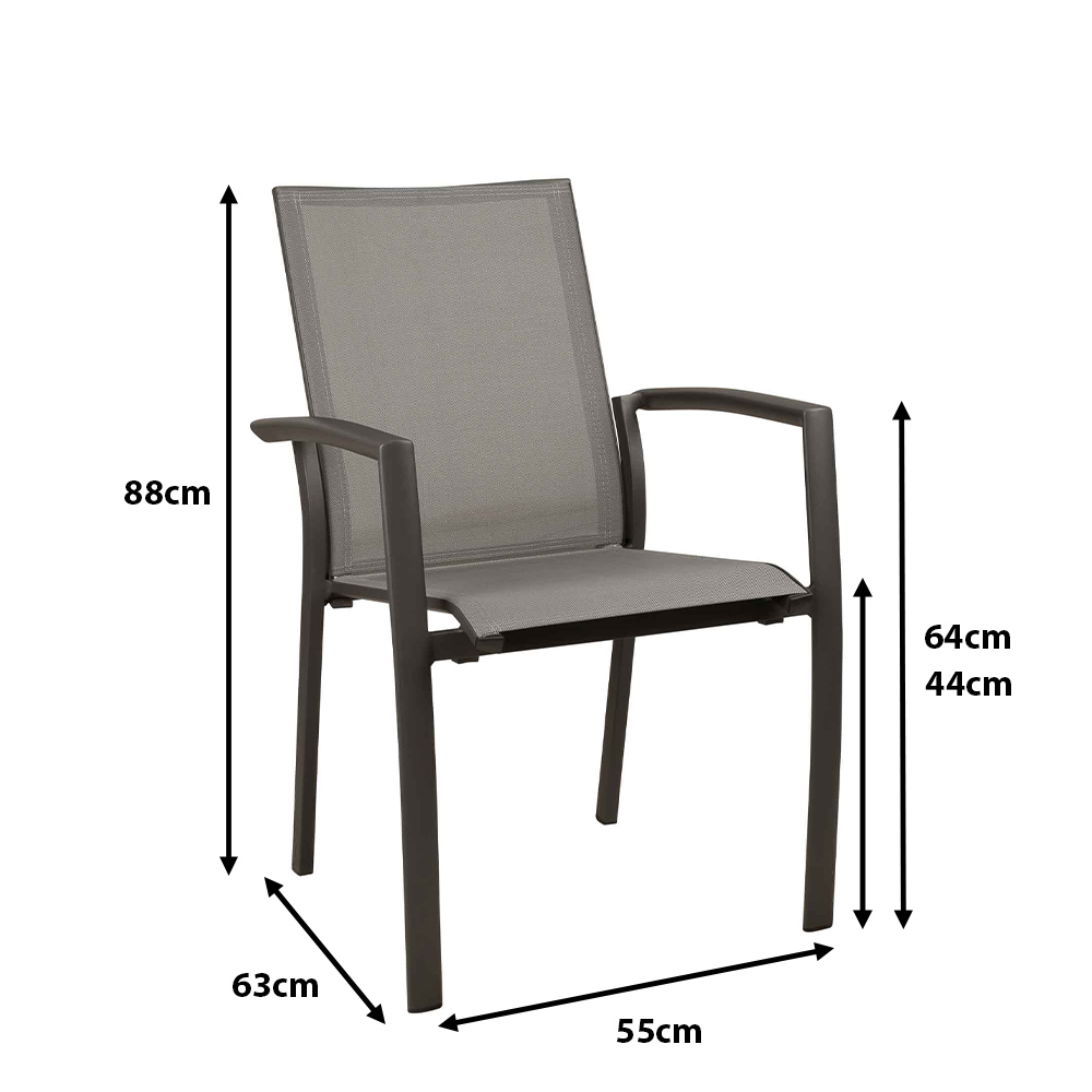 Outdoorstuhl Gomera Anthrazit Maße