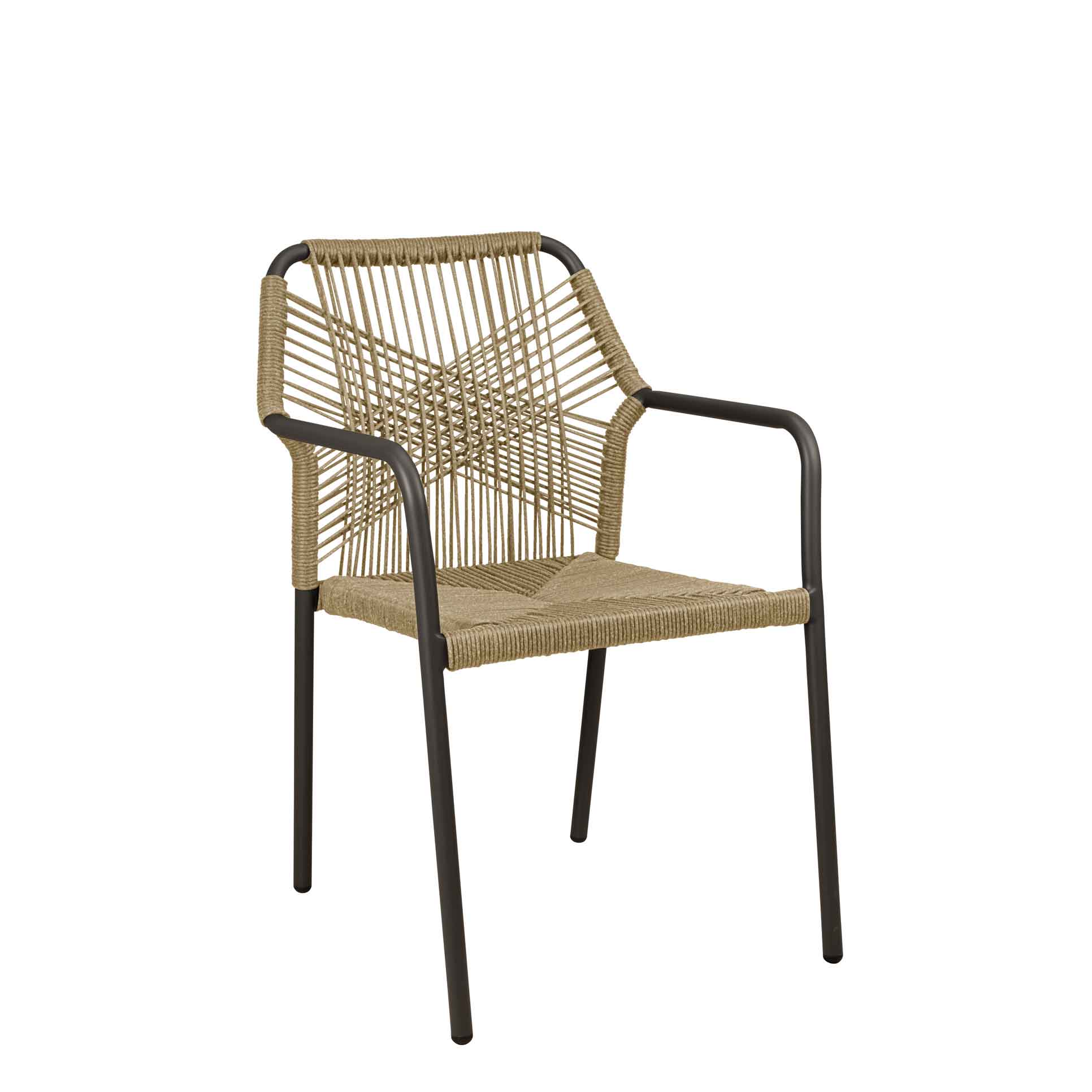 Lagunas Wheat Outdoorstuhl mit Armlehnen und Geflecht – Vorderansicht