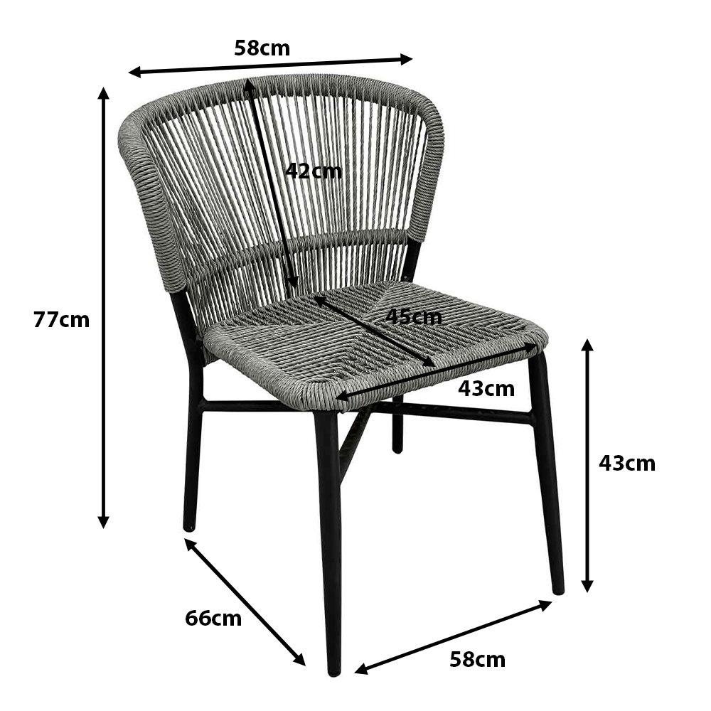 Outdoorstuhl Elefino Silvergrey Maße
