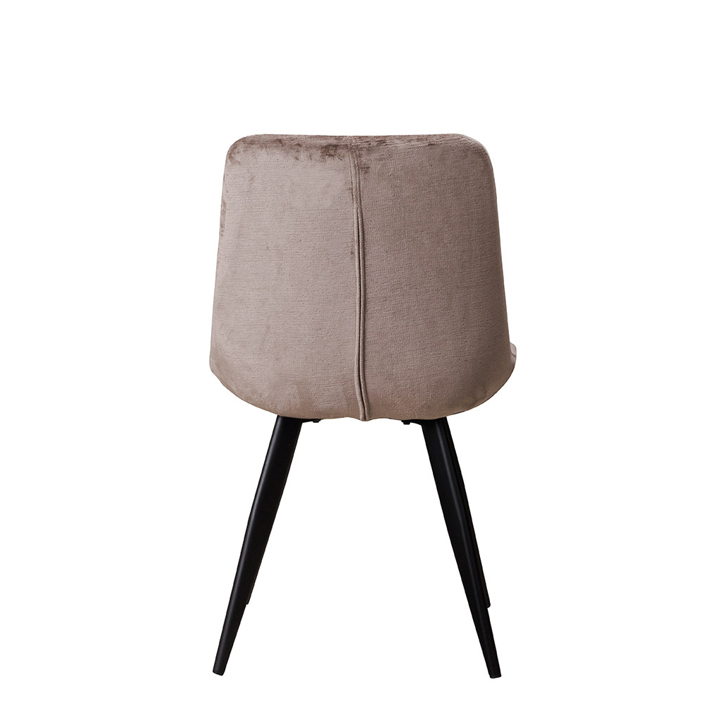 Polsterstuhl Rombo Light Brown – Schalenstuhl mit Rautensteppung und schwarzem Metallgestell für Gastronomie Rückansicht