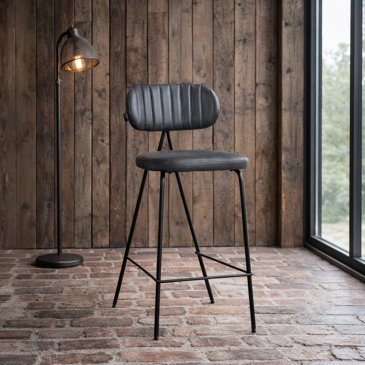 Vollpolsterbarhocker Cuba-Bar Nappa Mouse – Milieubild Einzeln