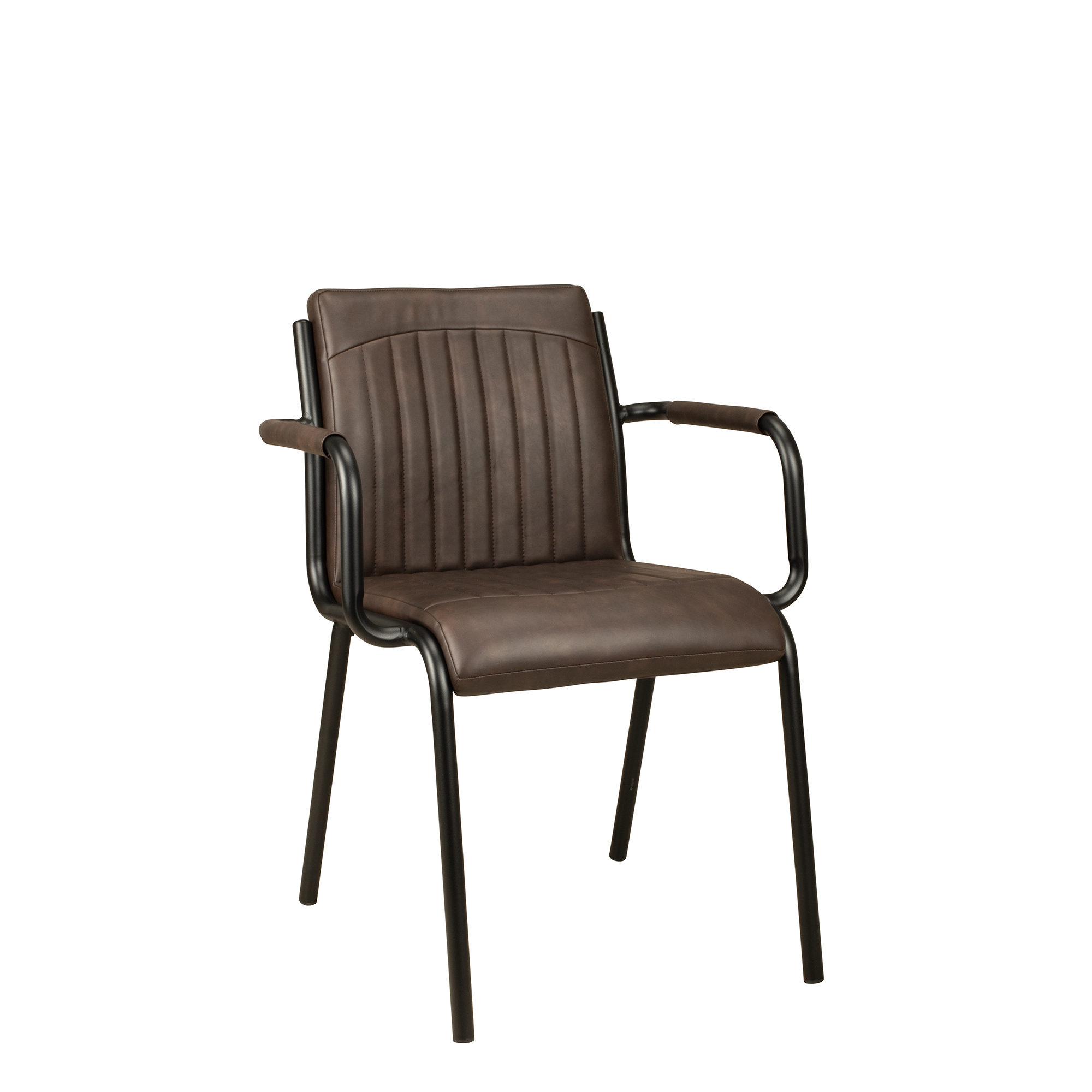 Polsterstuhl mit Armlehne Monte Carlo Brown – Vorderansicht