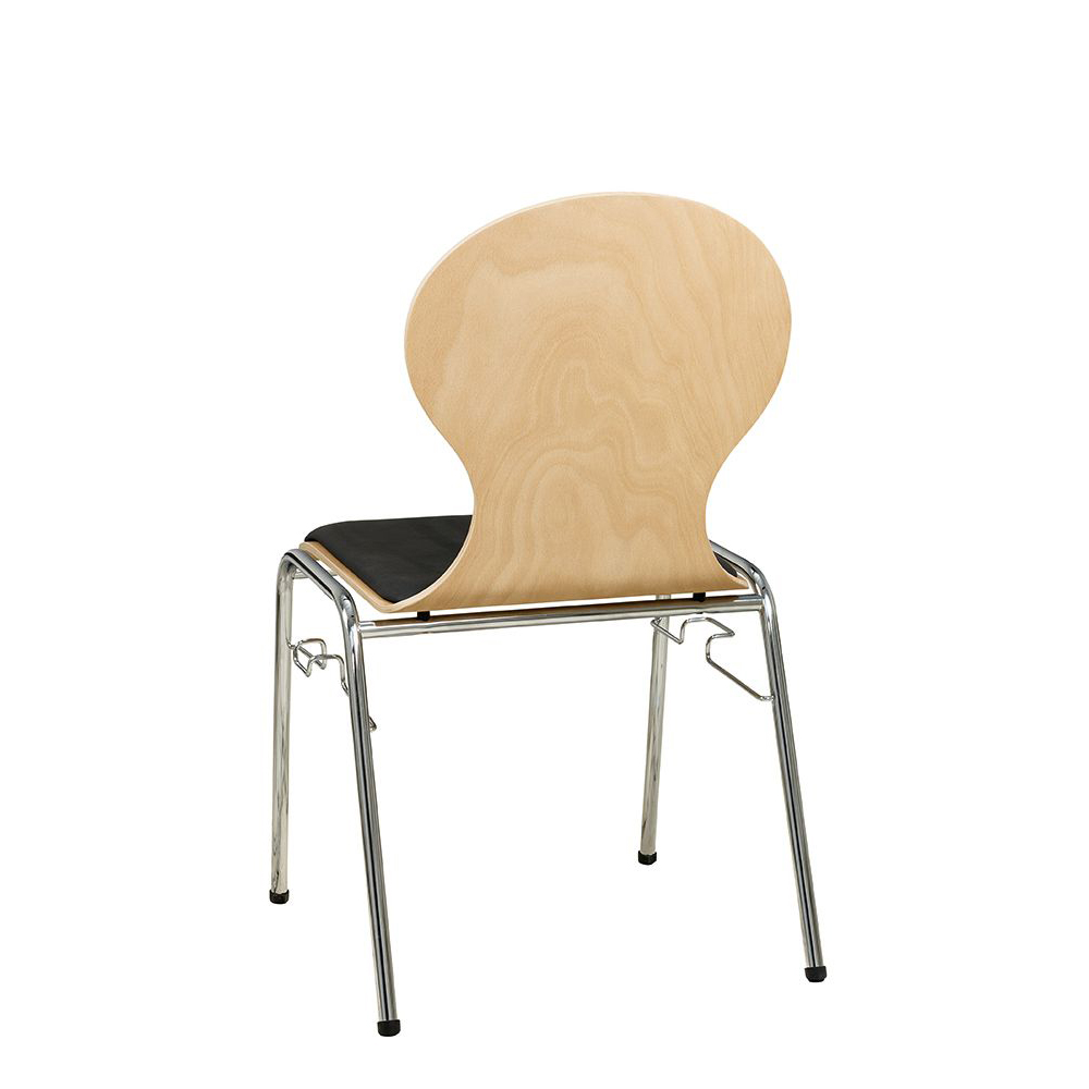 Konferenzstuhl Eruno-110 mit Sitzpolster, verchromtem Metallgestell, stapelbar Beizton: Buche natur | Kosa-7 Rückansicht