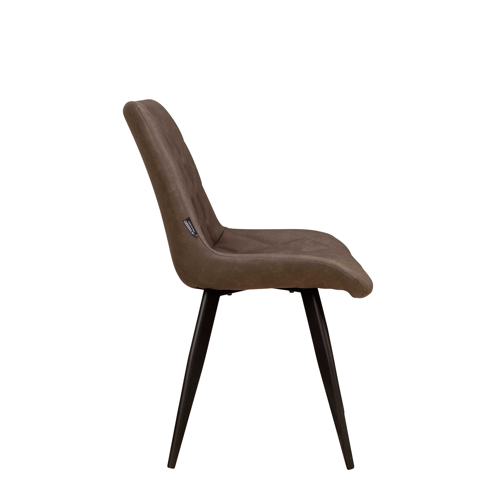 Polsterstuhl Rombo Elephant – Schalenstuhl mit Rautensteppung und schwarzem Metallgestell für Gastronomie Seitenansicht