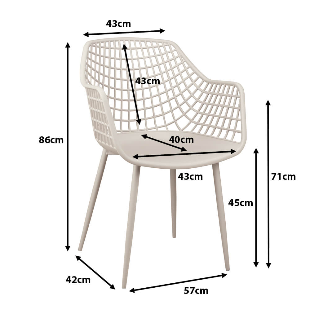 Outdoorstuhl FOMA 1692 Light Grey Maße Outdoorstuhl FOMA 1692 Light Grey Maße