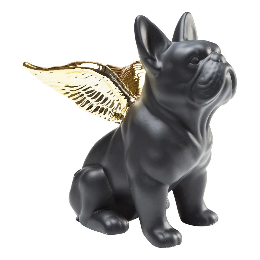 Deko Figur Sitting Angel Dog Gold Schwarz Deko Figur Sitting Angel Dog Gold Schwarz
