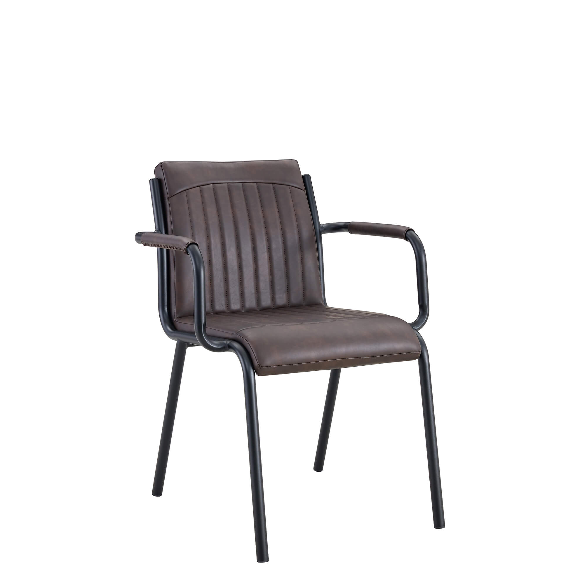 Armlehnenstuhl für Gastronomie Montacarlo-brown mit gepolstertem Sitz, Rückenlehne und Armlehnen in Braun