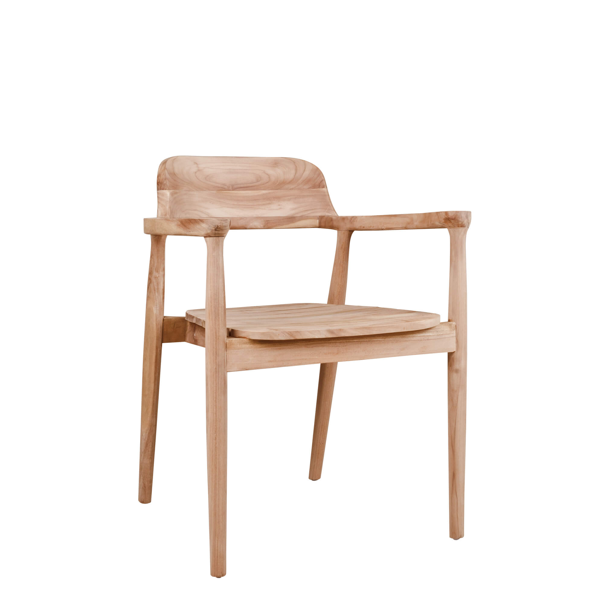 Shiro Teakholz Outdoorstuhl mit Armlehnen und Geflecht – Vorderansicht