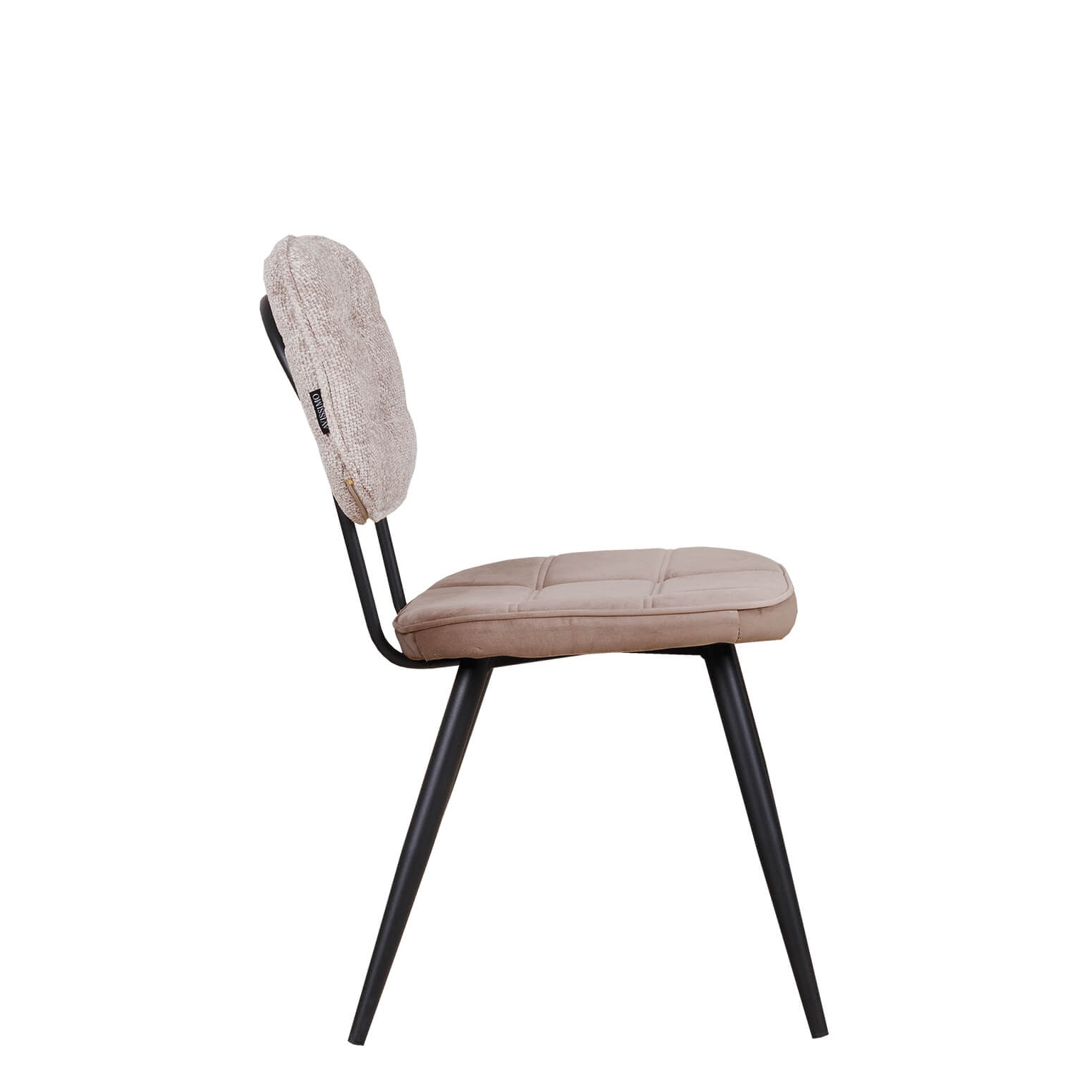 Polsterstuhl Bisano Beige mit Karo-Steppung und schwarzem Metallgestell für Gastronomie