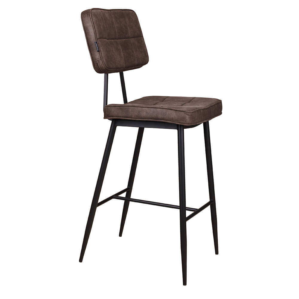 Polsterbarhocker Lucca-Bar Brown mit Metallgestell für Gastronomie