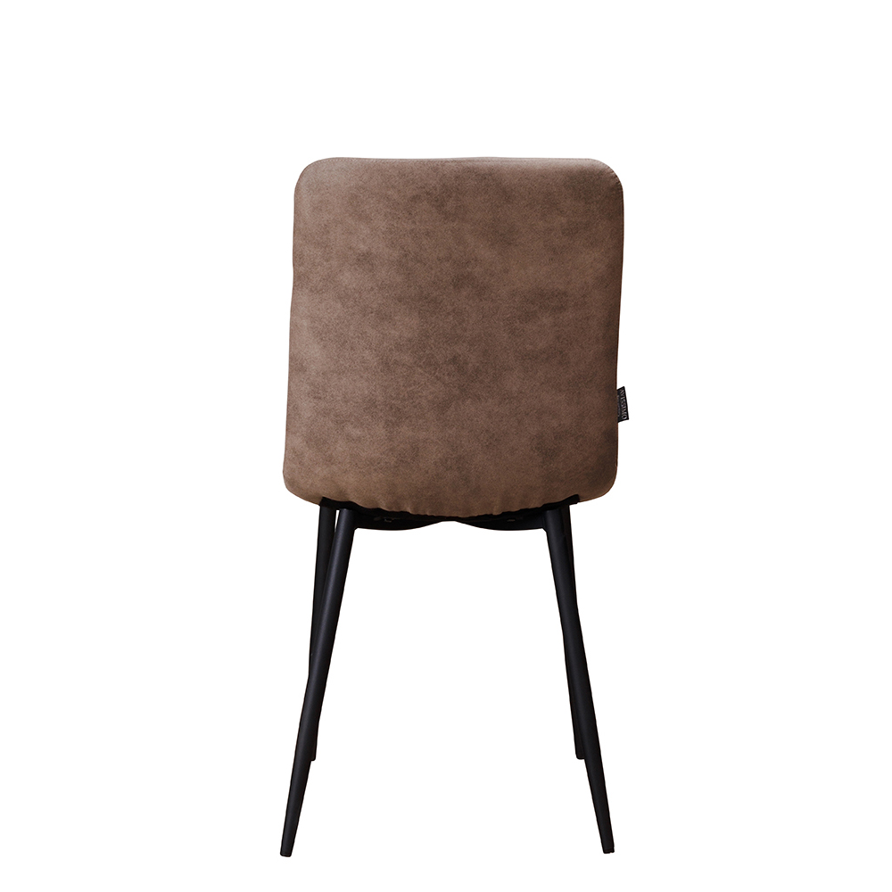 Polsterstuhl Derri Cowboy-808 – brauner Stuhl mit Kassettensteppung und schwarzem Metallgestell Rückseite