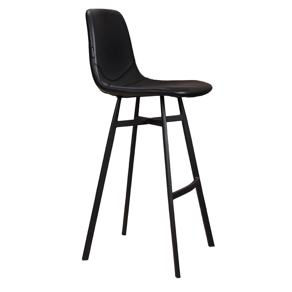 „Polsterbarhocker Jones-Bar mit schwarzem Kunstleder und anthrazitfarbenem Aluminiumgestell“