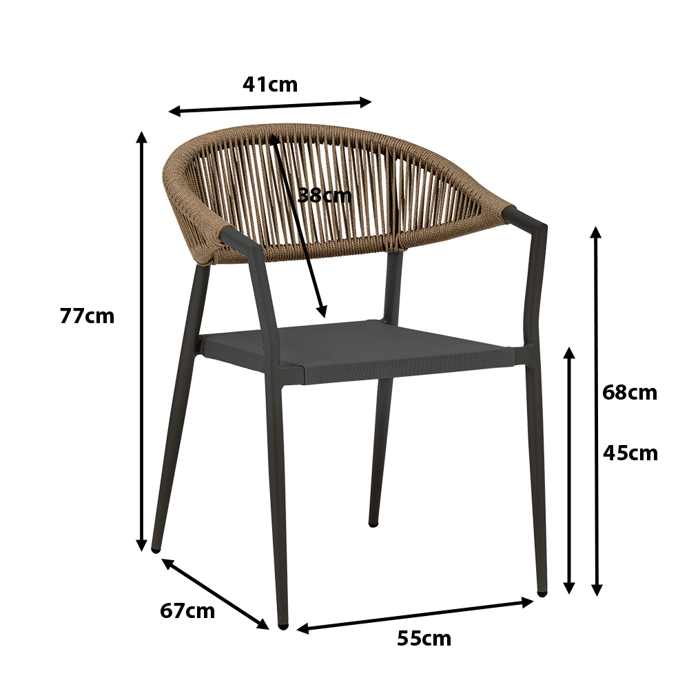 Outdoorstuhl Elcabo Anthrazit-Tabac Maße