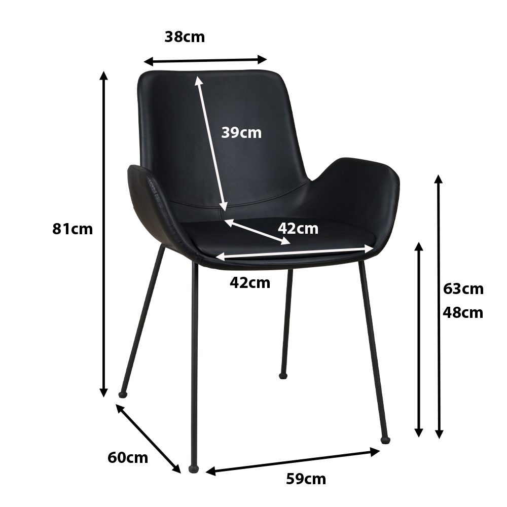 Vollpolsterstuhl Rito Antique Black Maße