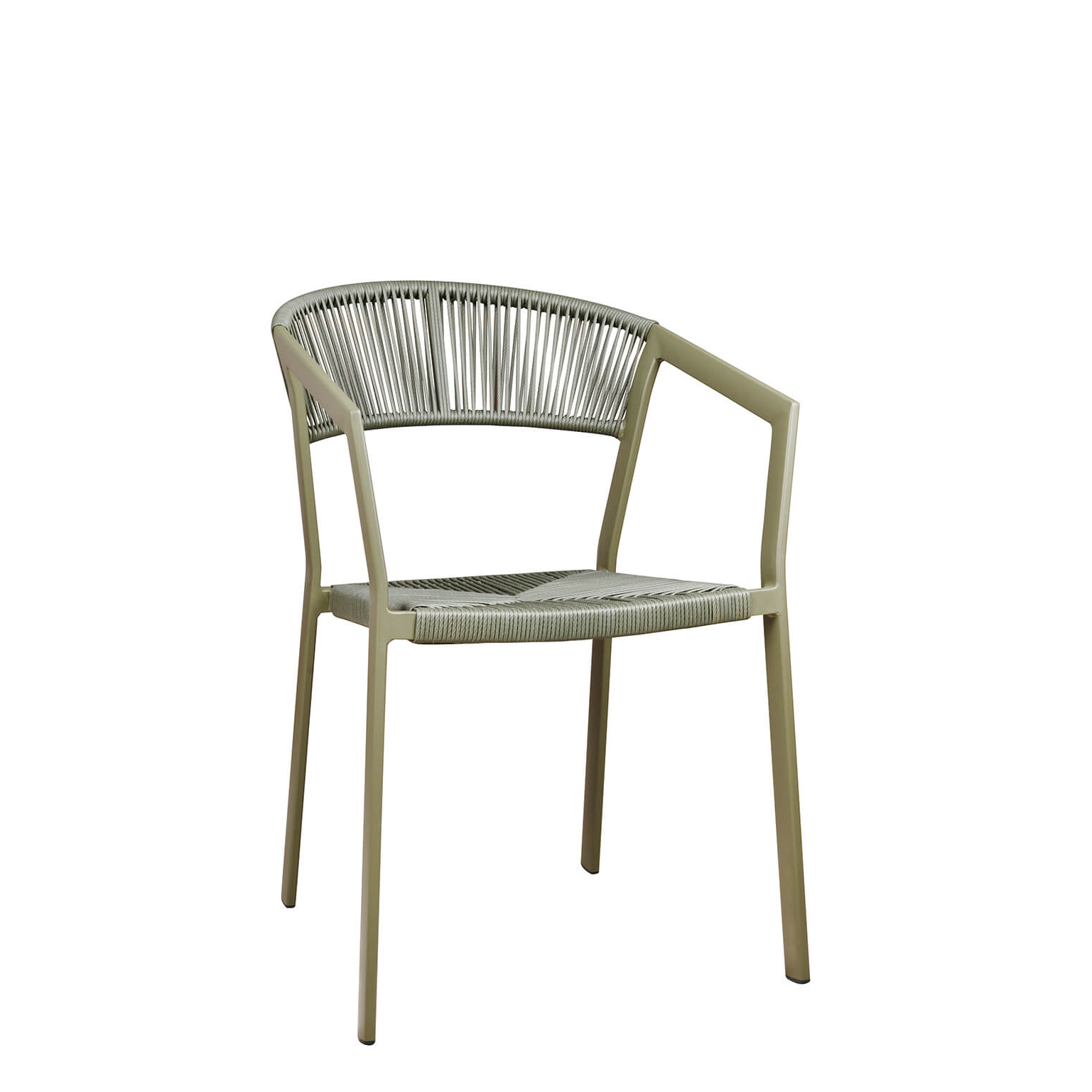 Sponto-X Green Outdoorstuhl in schräger Frontansicht – modern, stapelbar, UV-beständig für Gastronomie