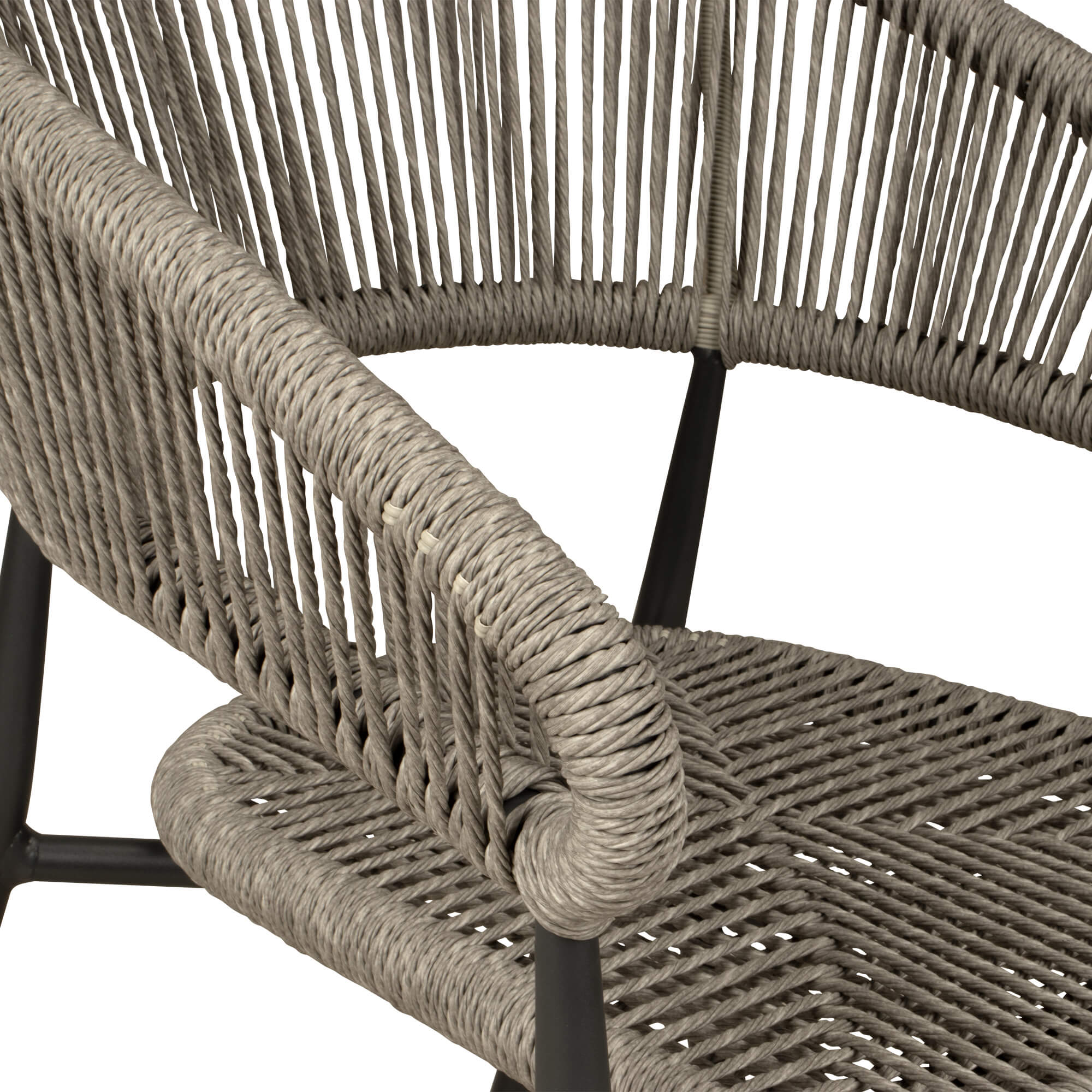 Jacora Silver-Grey Outdoorstuhl mit Geflecht – Detail Armlehne