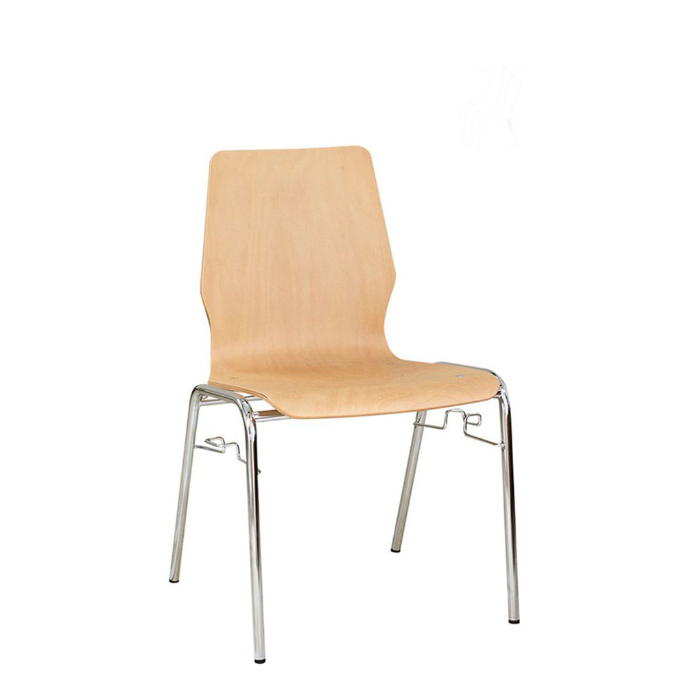 Konferenzstuhl Eruno-200 Buche natur, verchromtem Metallgestell, stapelbar