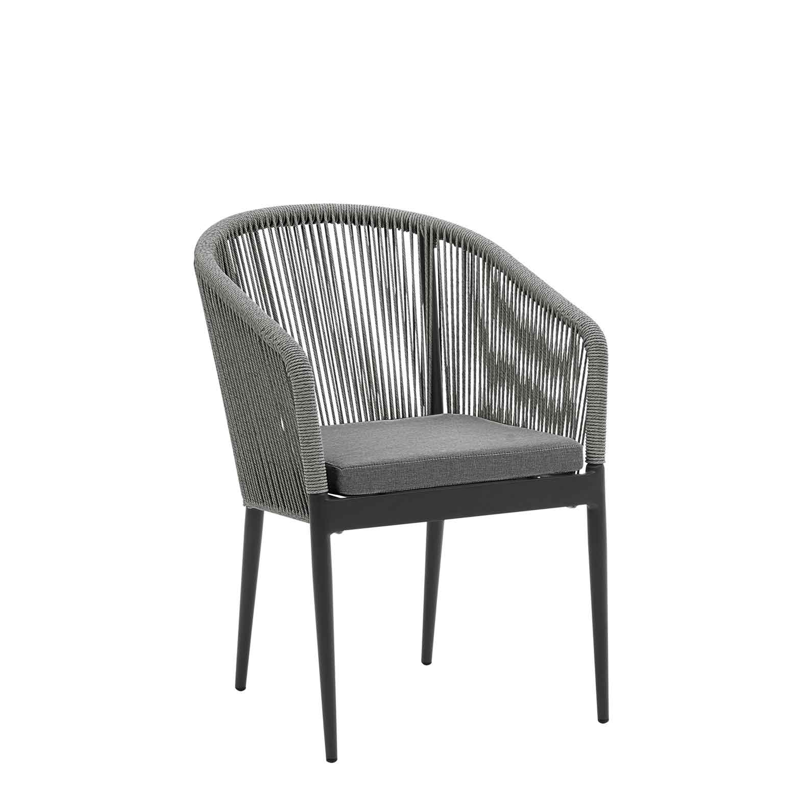 Ocao Silvergrey Outdoorstuhl mit Rückenlehne mit Armlehne - Frontalansicht