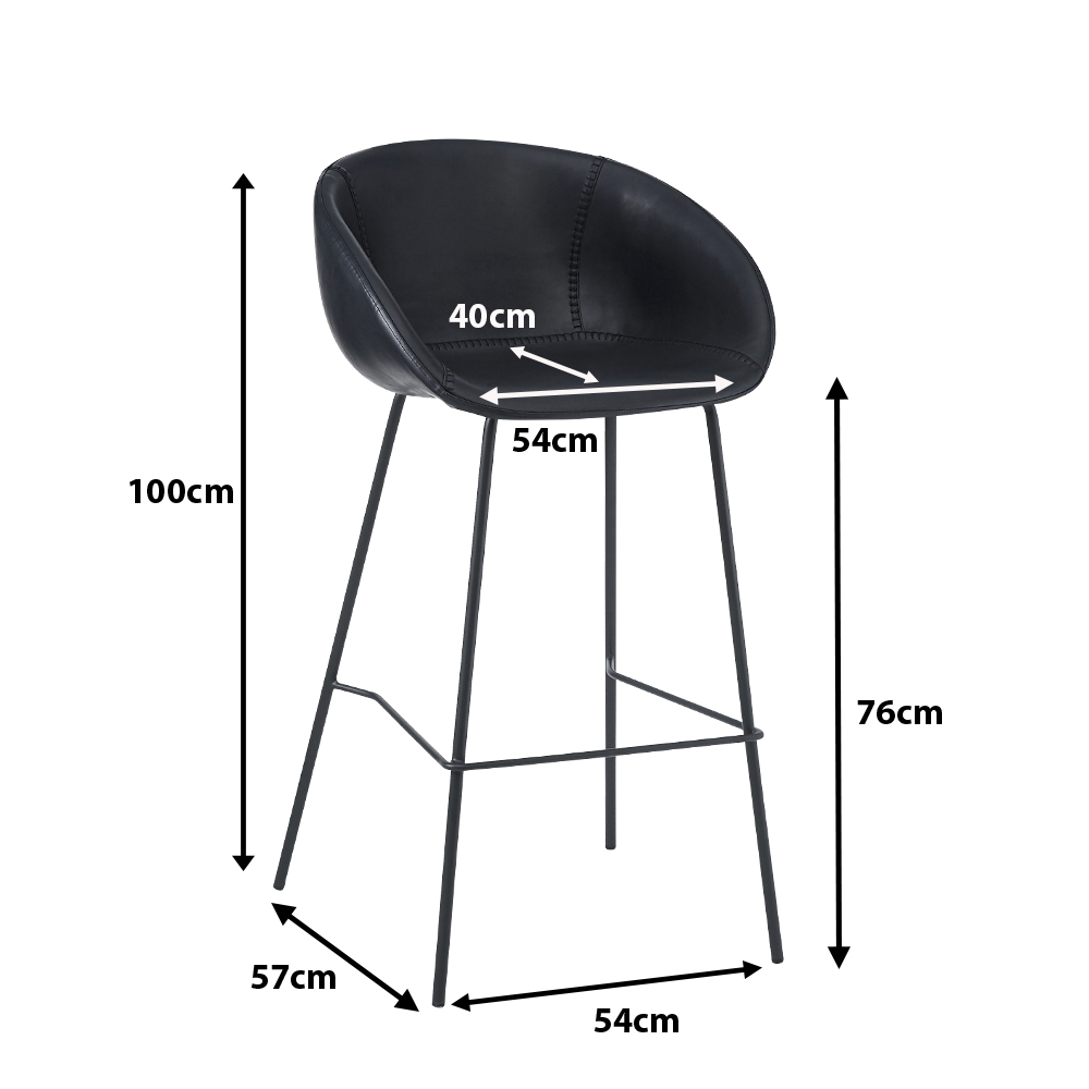 Vollpolsterstuhl Estara-Bar Antique Black Maße