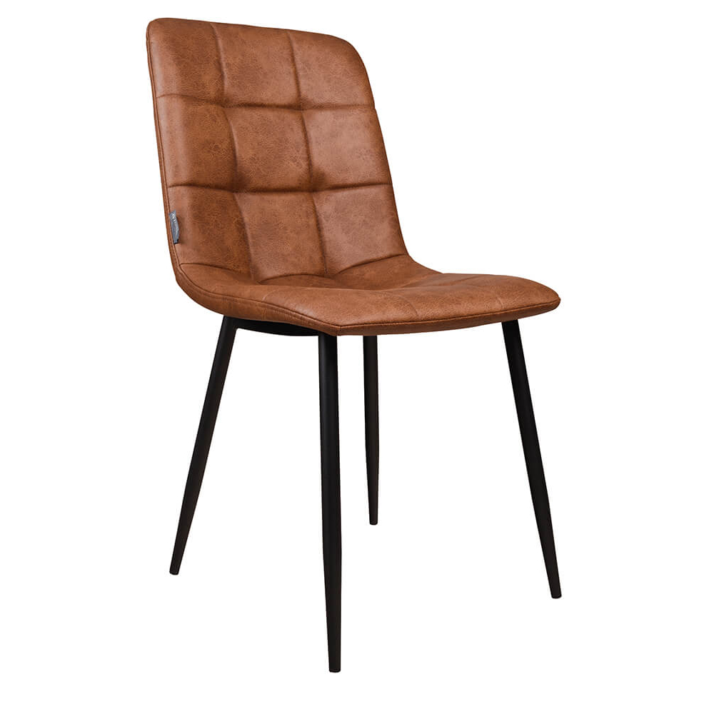 Polsterstuhl Derri Toreador-105 – brauner Stuhl mit Kassettensteppung und schwarzem Metallgestell