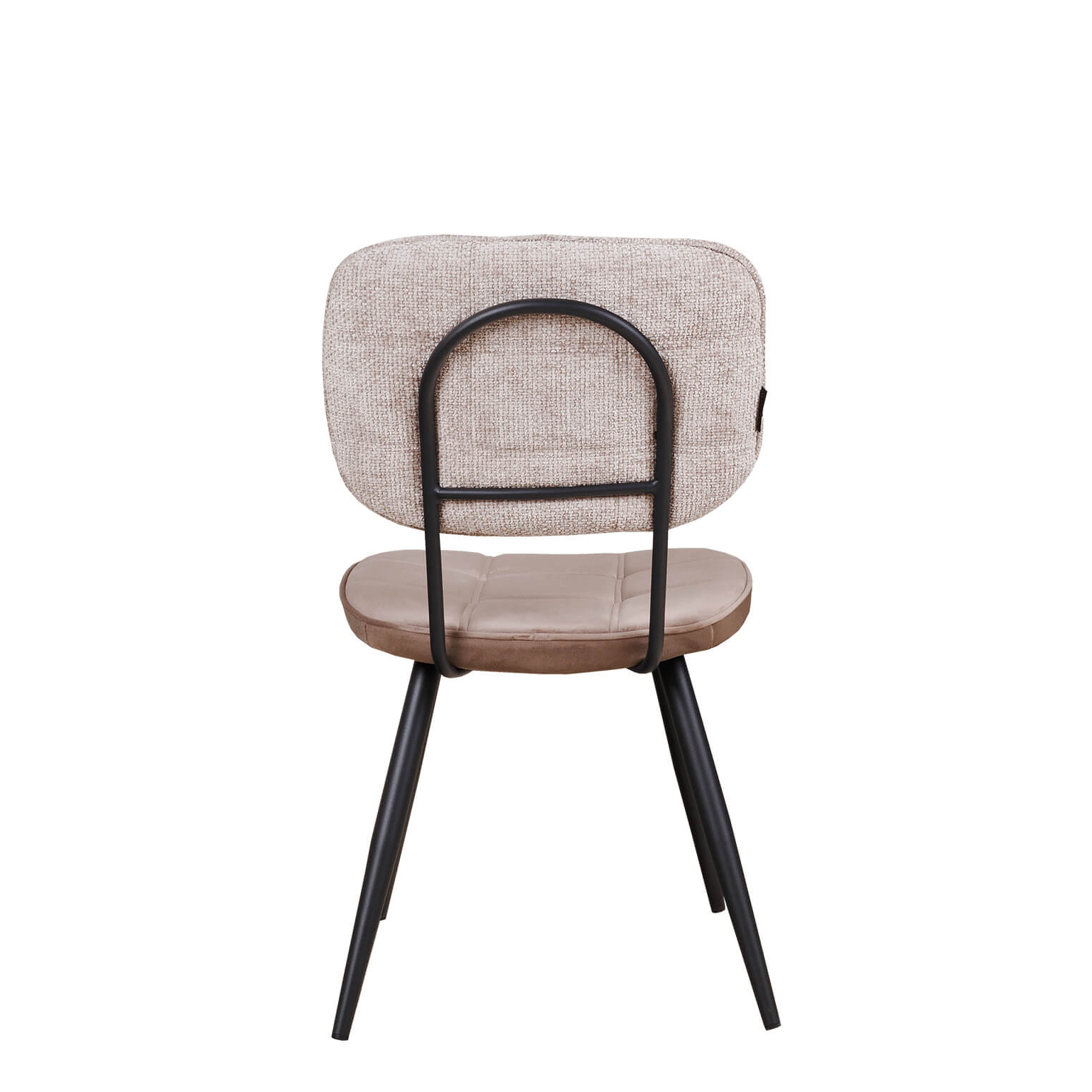 Polsterstuhl Bisano Beige mit Karo-Steppung und schwarzem Metallgestell für Gastronomie