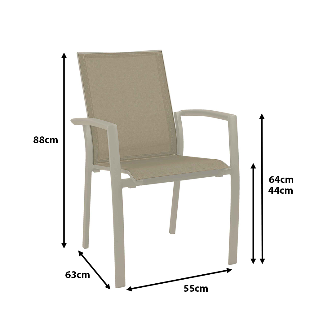 Outdoorstuhl Gomera Cream Taupe Maße
