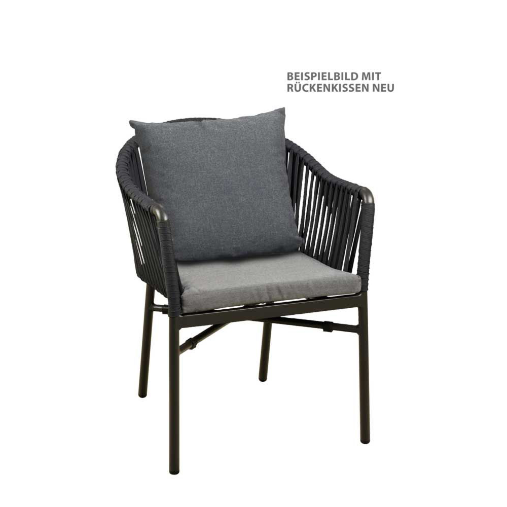 Ramila Macchiato Terrassenstuhl mit beigem Aluminiumgestell und Textilen-Rücken, stapelbar und wetterfest für Gastronomie mit Rückenkissen