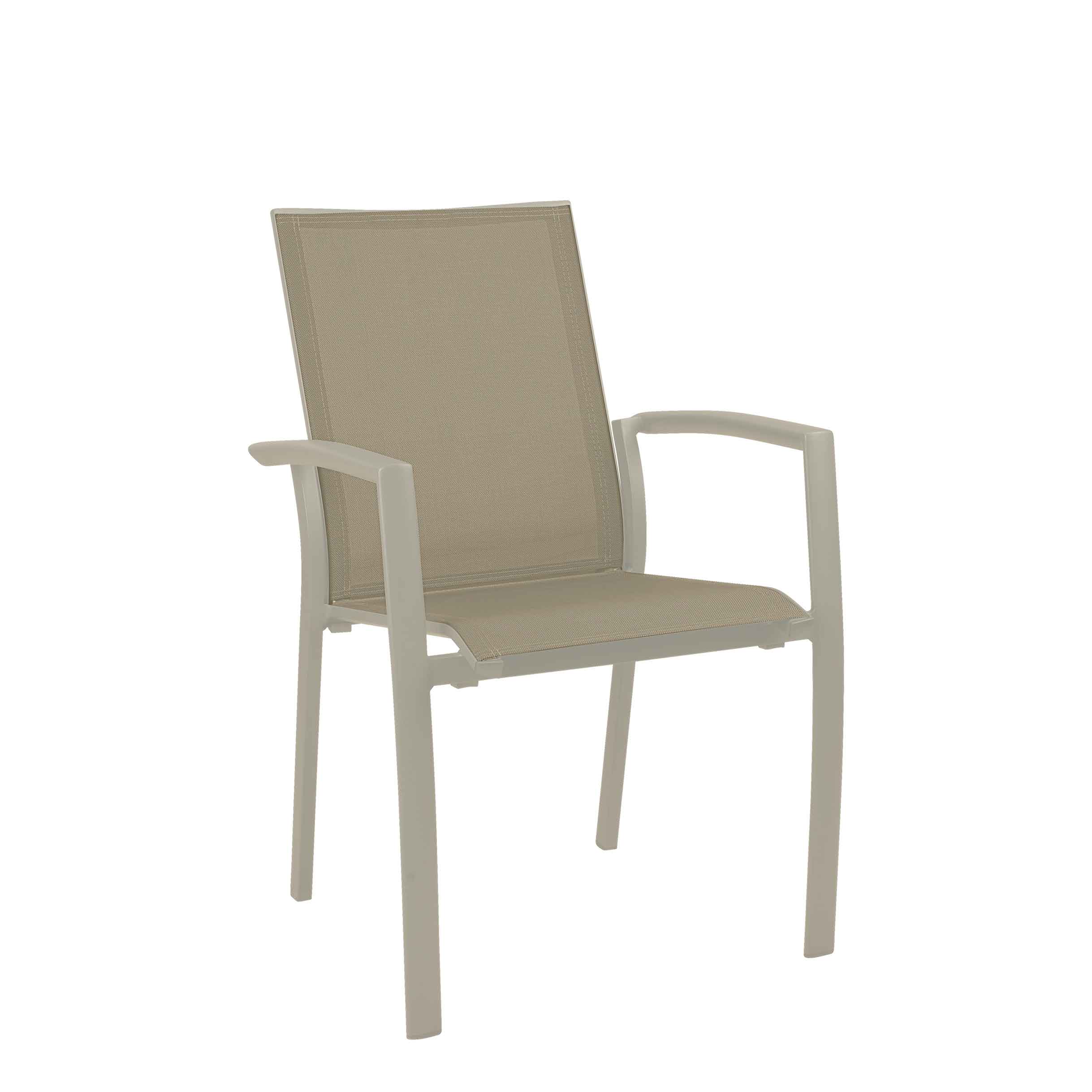 gastronomiestuhl_outdoor_gomera-cream-taupe_frontansicht Gomera-Cream-Taupe Outdoorstuhl mit Rückenlehne mit Armlehne - Frontalansicht
