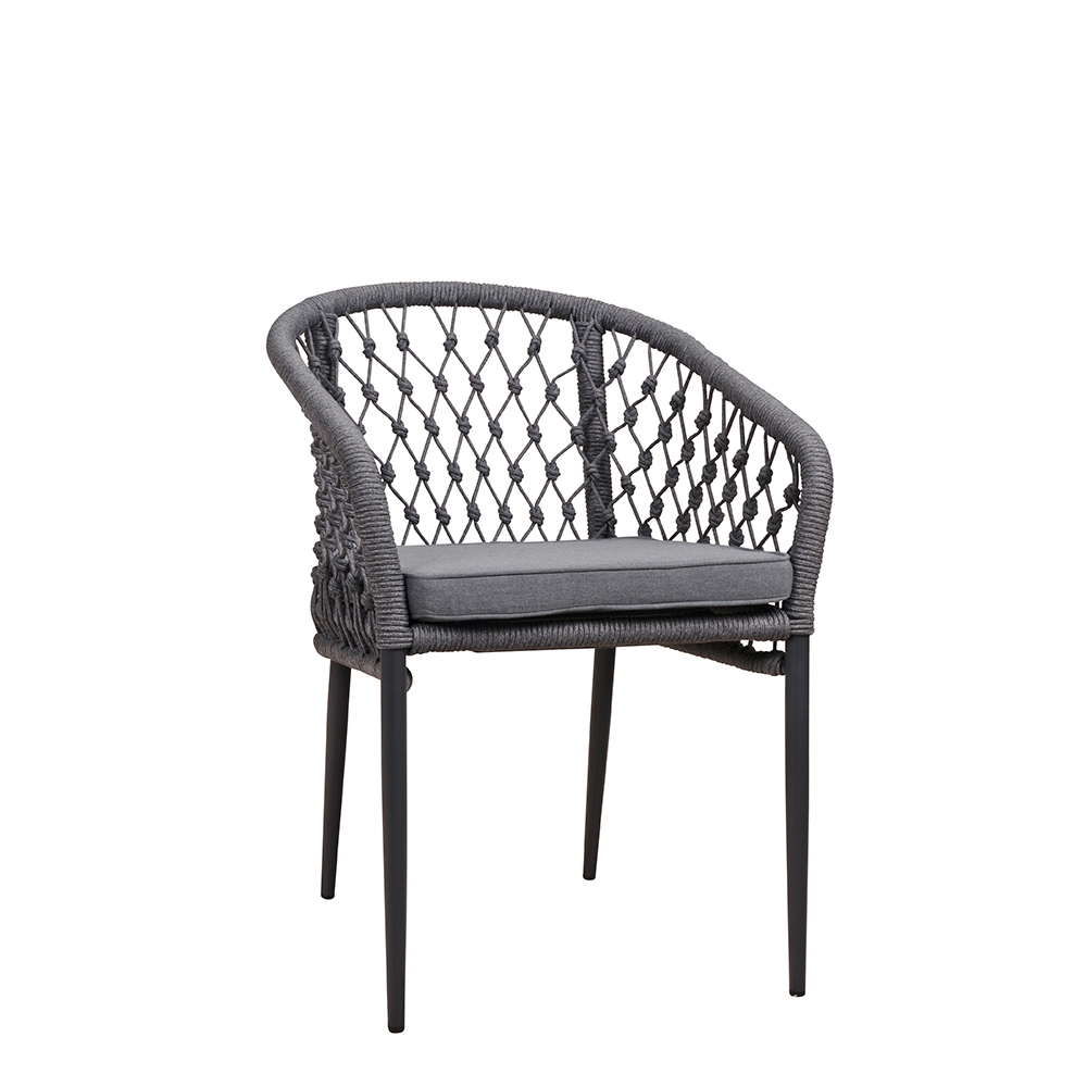 Romiana Terrassenstuhl mit Aluminiumgestell, Kunststoff-Geflecht und komfortablem Sitzkissen für den Gastronomiebereich