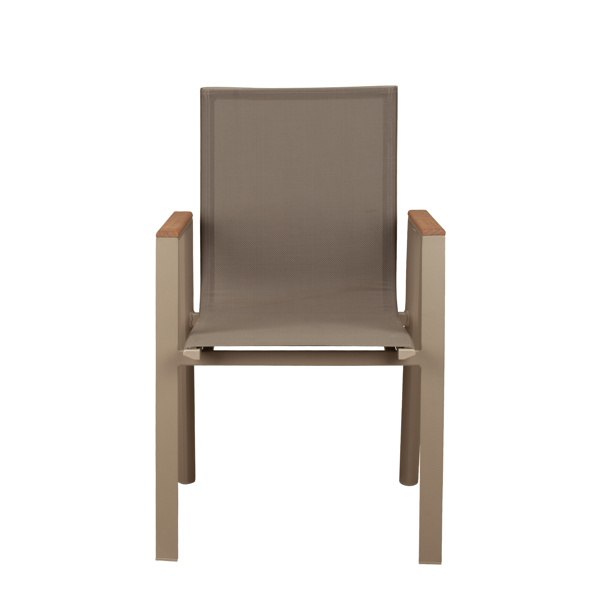 Stramo taupe Outdoorstuhl mit Geflecht – Frontal