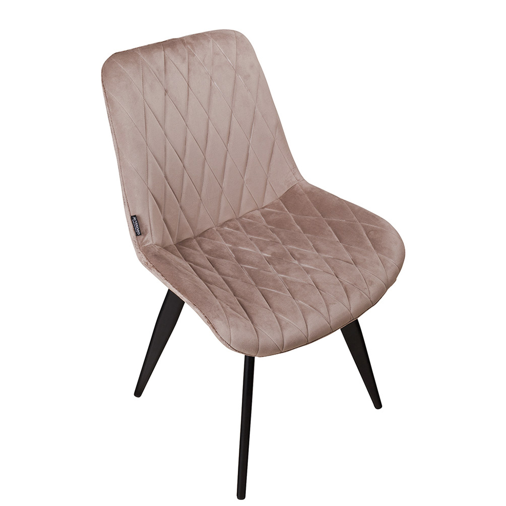 Polsterstuhl Rombo Light Brown – Schalenstuhl mit Rautensteppung und schwarzem Metallgestell für Gastronomie Seitliche Ansicht