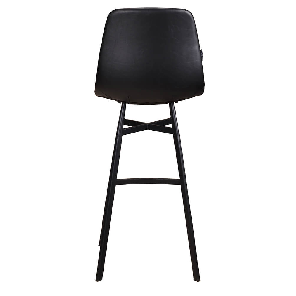 „Polsterbarhocker Jones-Bar mit schwarzem Kunstleder und anthrazitfarbenem Aluminiumgestell“