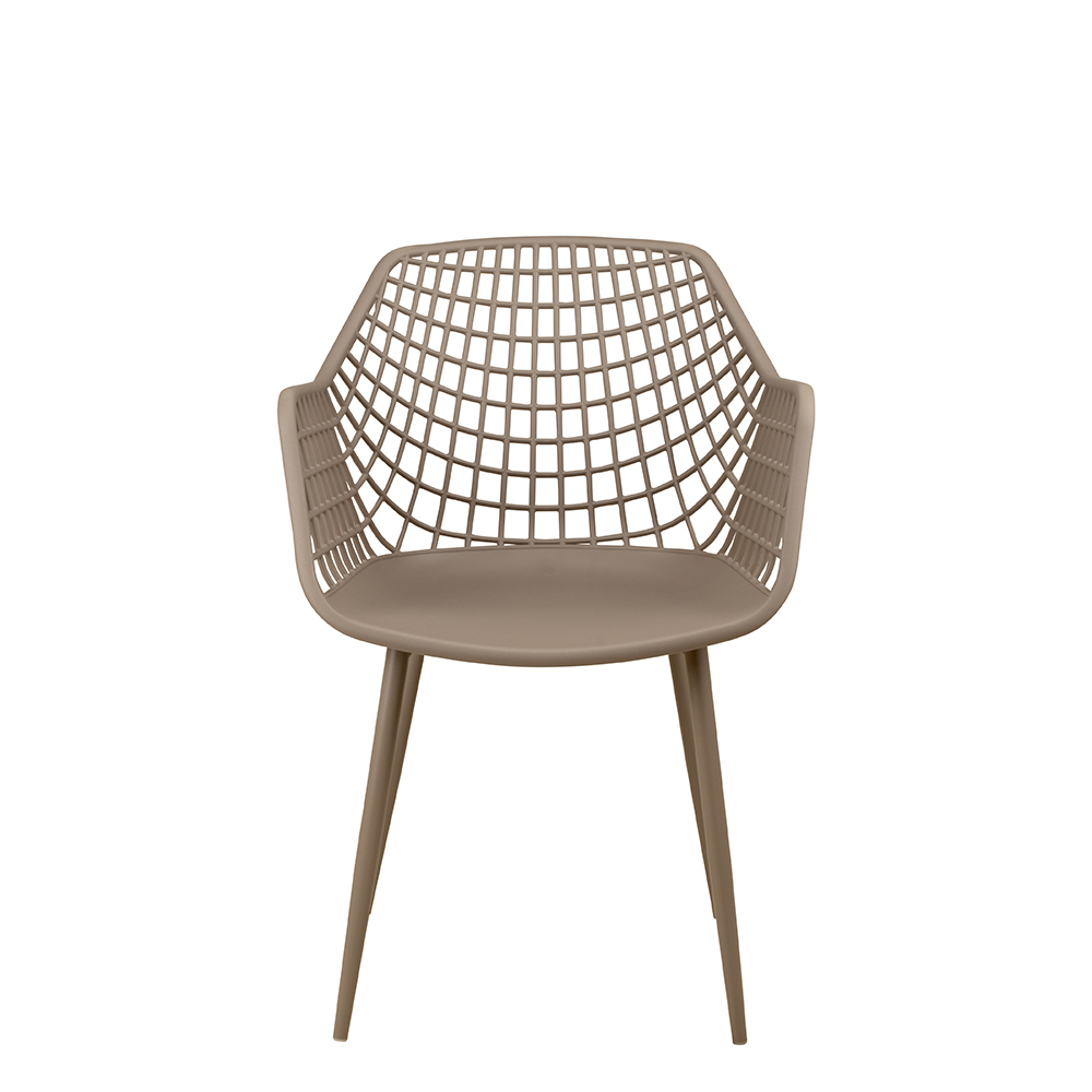 Foma-1692 Taupe Outdoorstuhl mit Armlehnen – Frontalansicht