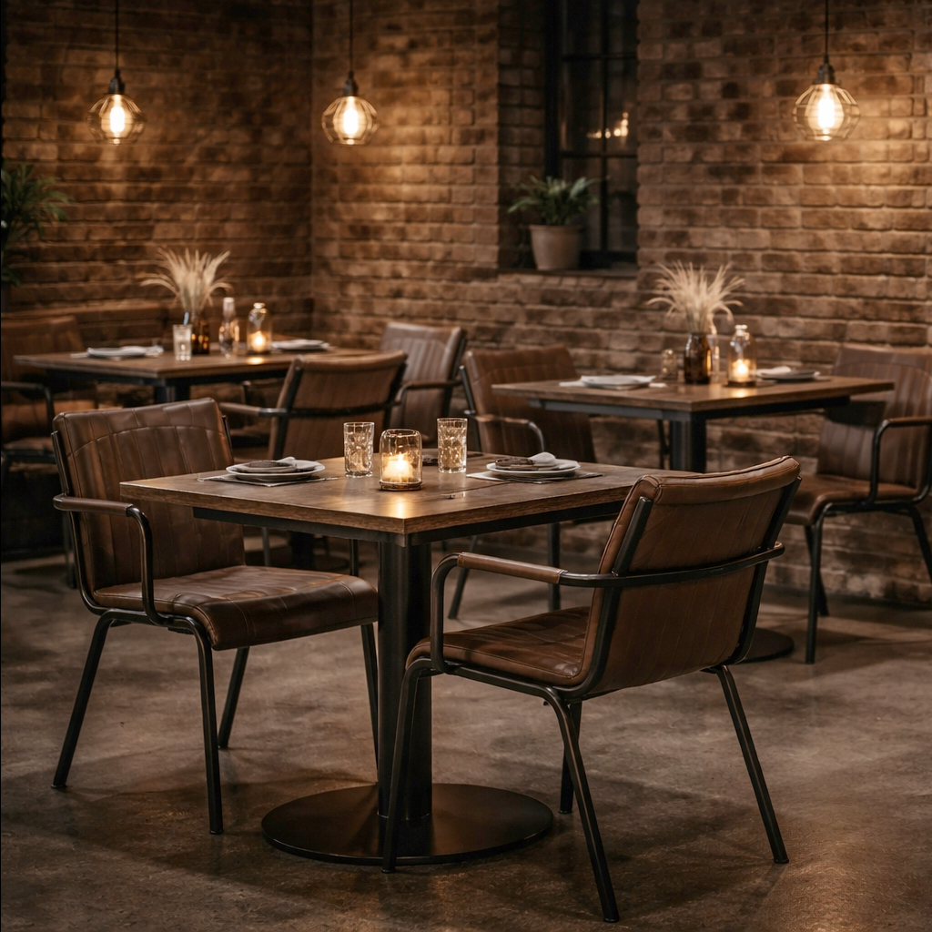 Polsterstuhl mit Armlehne Monte Carlo Brown – Milieubild Restaurant