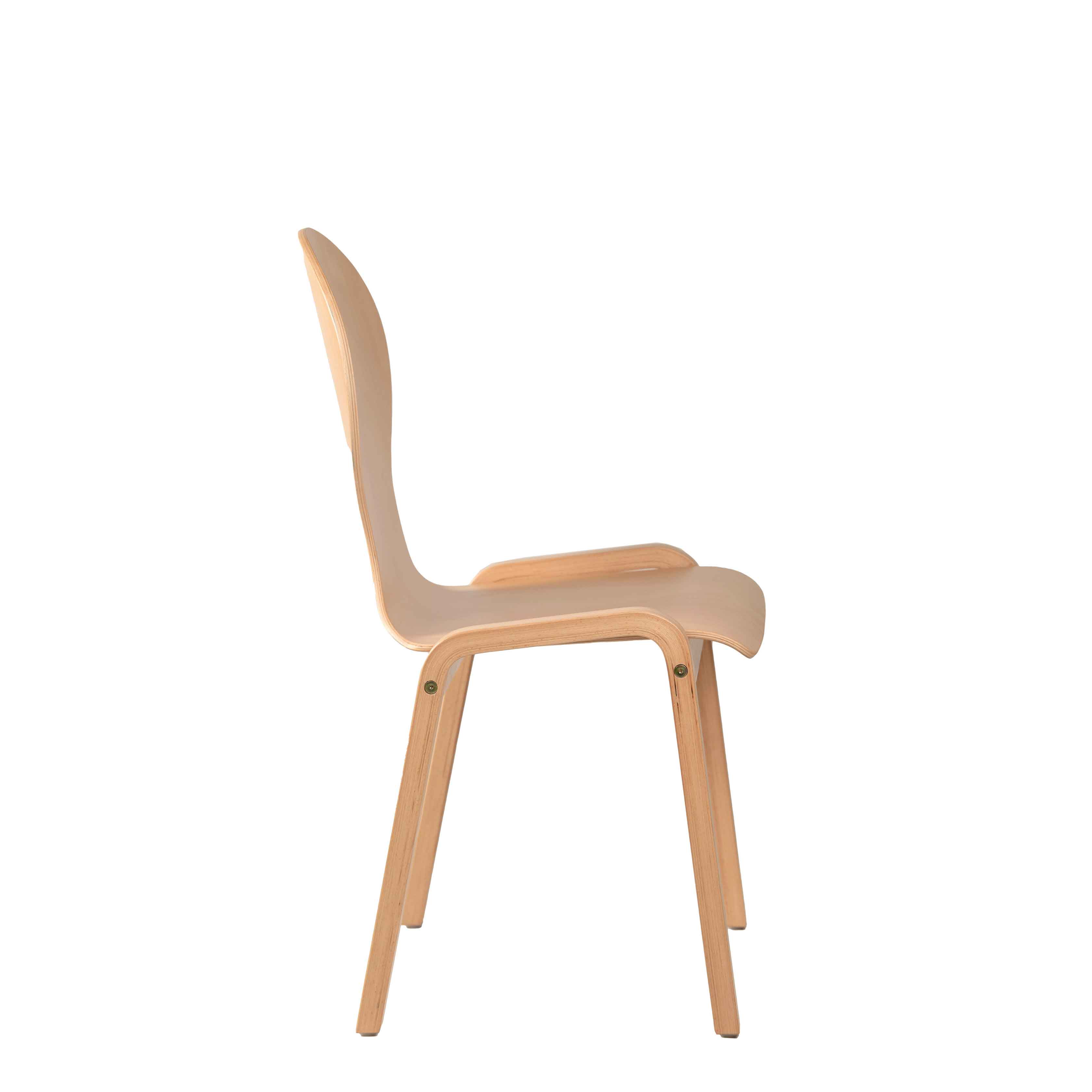 Konferenzstuhl Eruno 100 W mit runder Rückenlehne und Holzsitzfläche aus Buchenholz – Seitenansicht