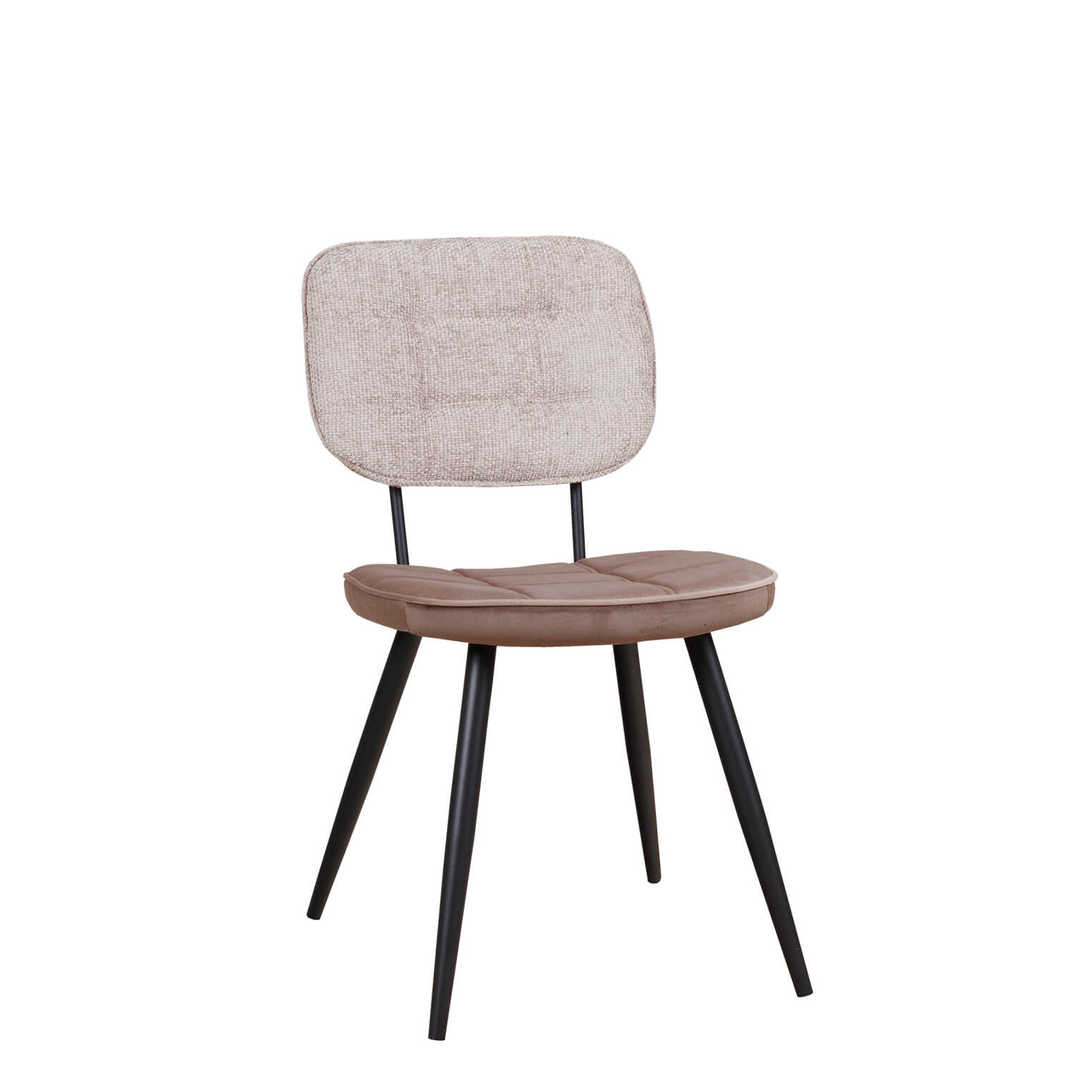 Polsterstuhl Bisano Beige mit Karo-Steppung und schwarzem Metallgestell für Gastronomie