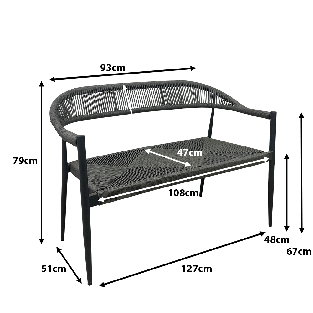Outdoorbank Spidano-X Duo Grey Maße