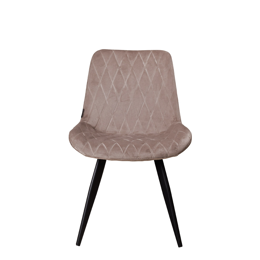 Polsterstuhl Rombo Light Brown – Schalenstuhl mit Rautensteppung und schwarzem Metallgestell für Gastronomie Frontansicht