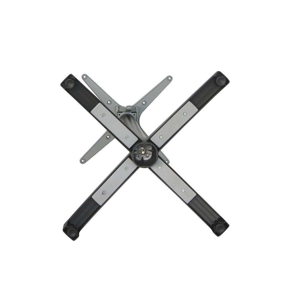 Tischgestell mit Kippvorrichtung für die Gastronomie in Anthrazit - Untenansicht mit herausnehmbaren Gewichtseinsätzen für mehr Stabilität