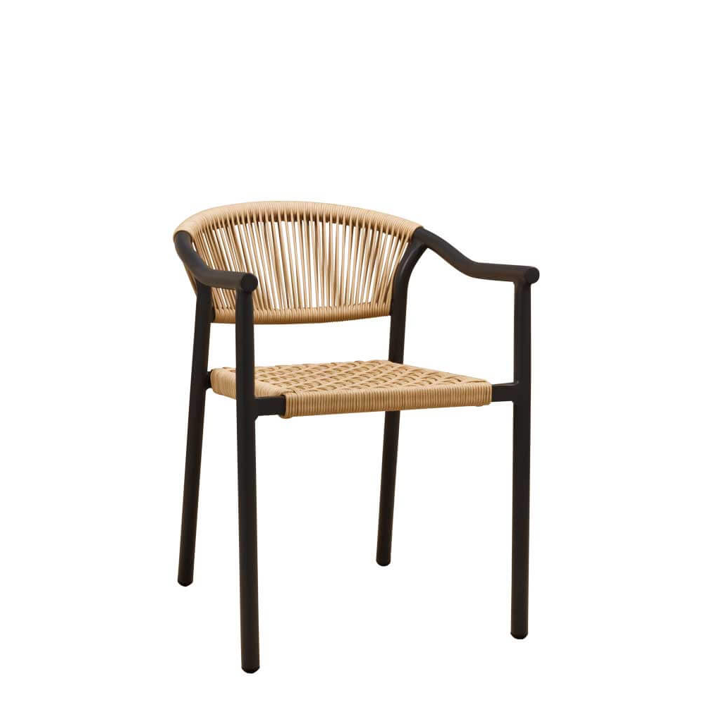 Xona Creme Outdoorstuhl mit Aluminiumgestell und Textil-Geflecht für den Gastronomieeinsatz