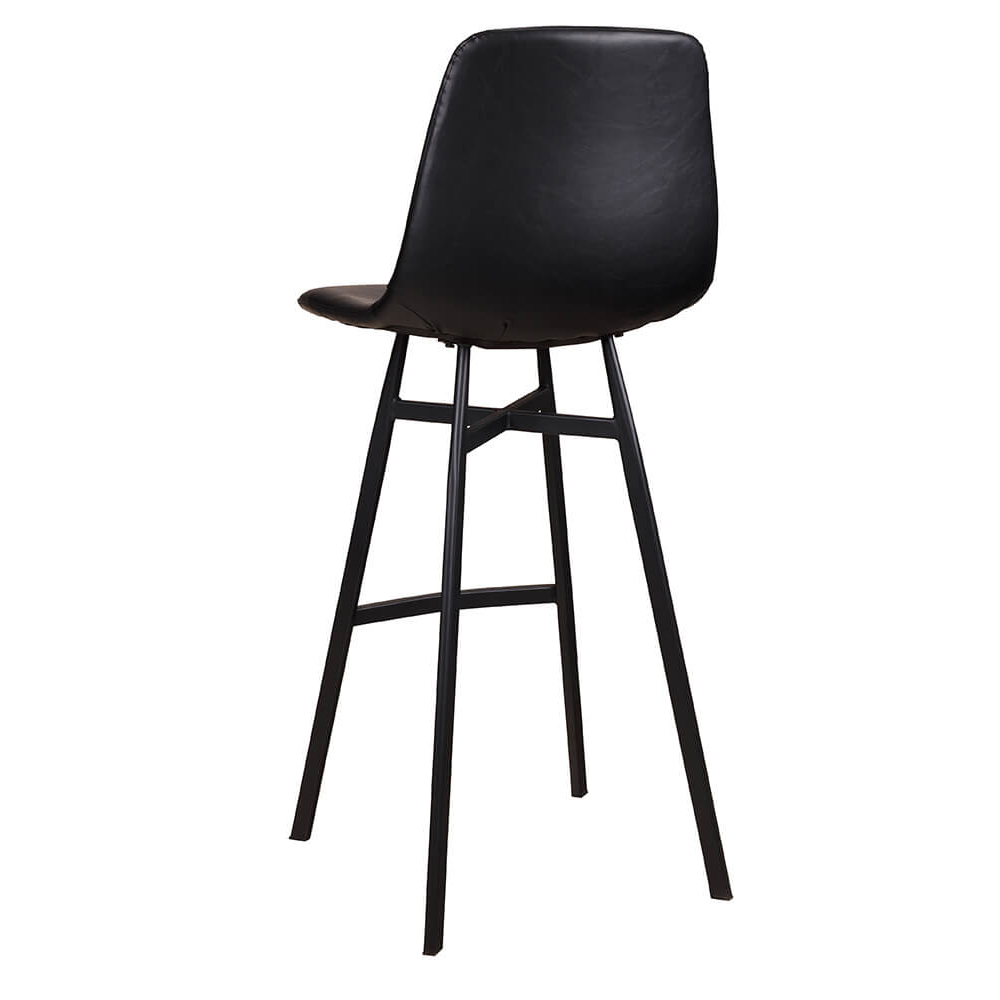 „Polsterbarhocker Jones-Bar mit schwarzem Kunstleder und anthrazitfarbenem Aluminiumgestell“