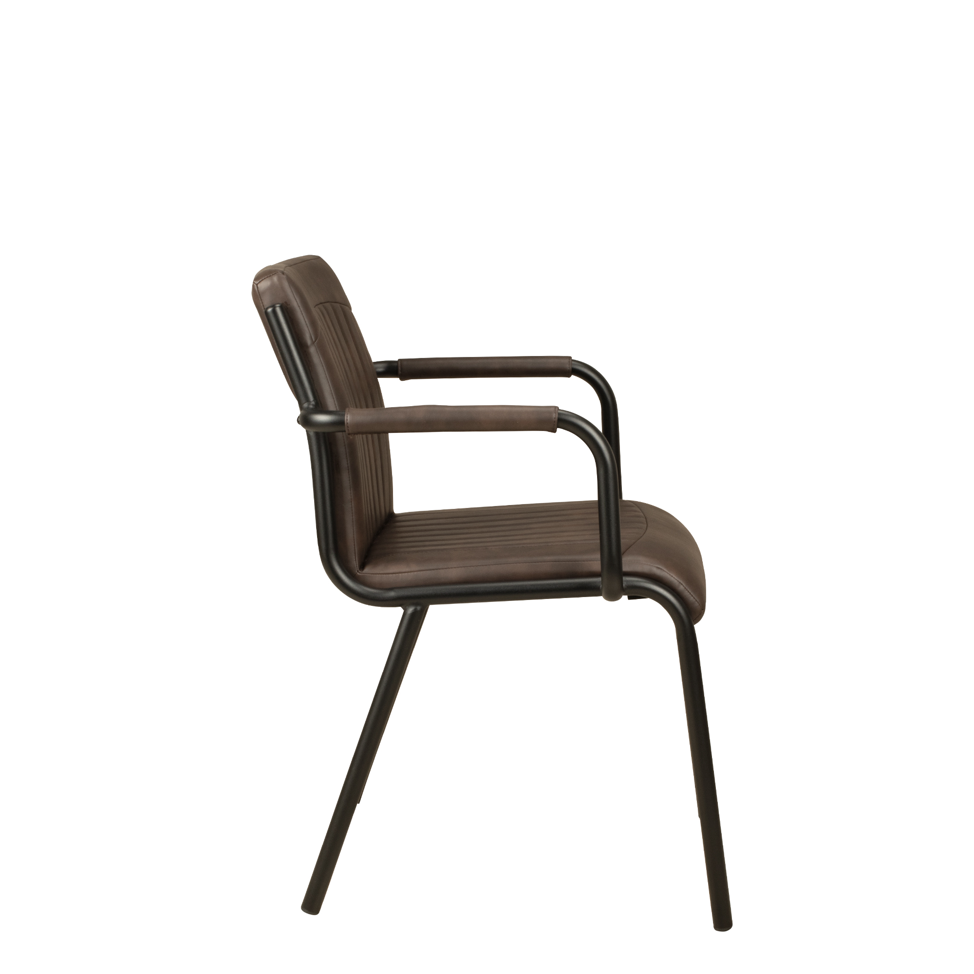 Polsterstuhl mit Armlehne Monte Carlo Brown – Seitenansicht
