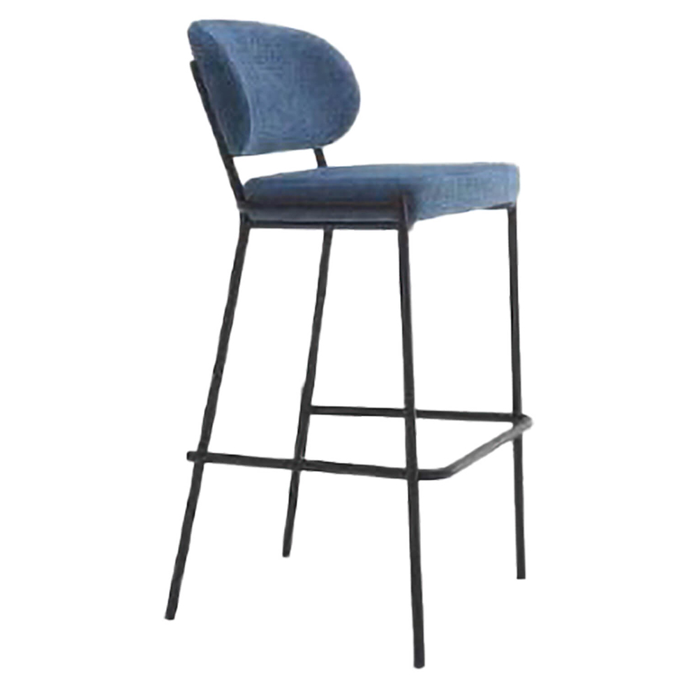 Gepolsterter Barhocker mit Metallgestell und ergonomischem Rücken, Modell Cina-Bar-8090-VP