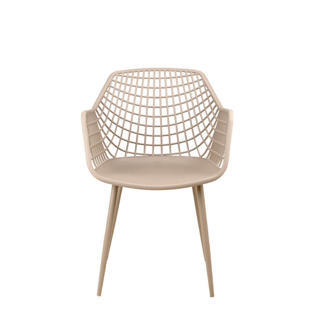 Foma-1692 Light Grey Outdoorstuhl mit Armlehnen – Frontalansicht