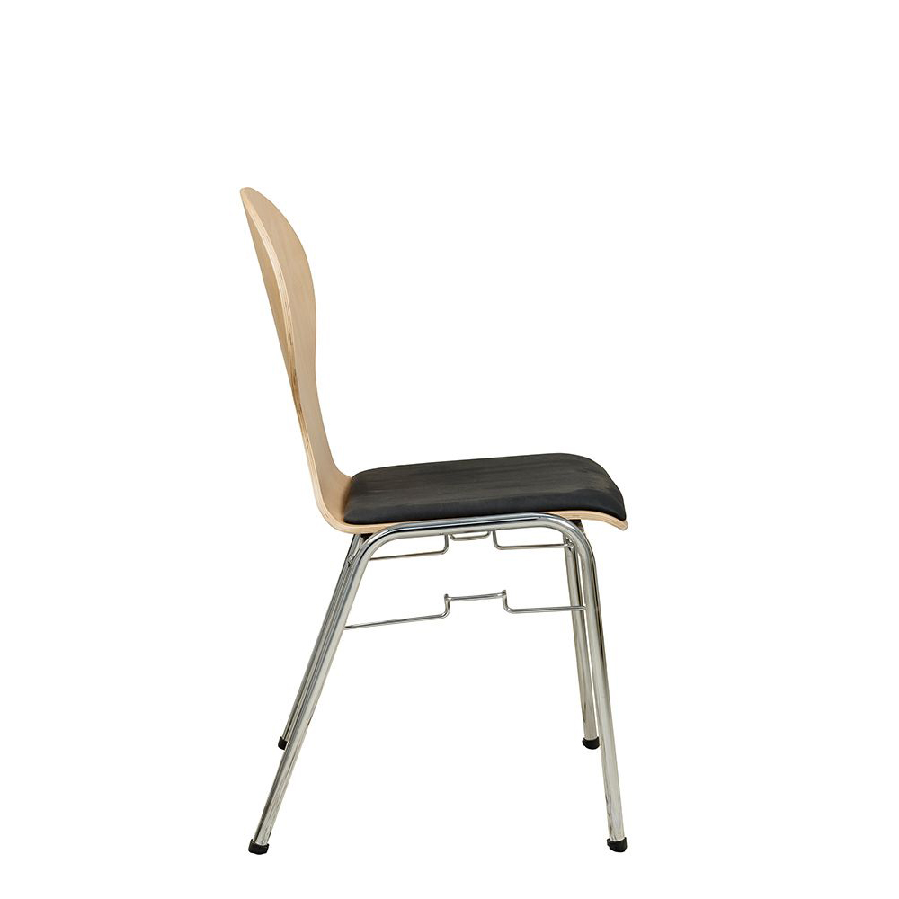 Konferenzstuhl Eruno-110 mit Sitzpolster, verchromtem Metallgestell, stapelbar Beizton: Buche natur | Kosa-7