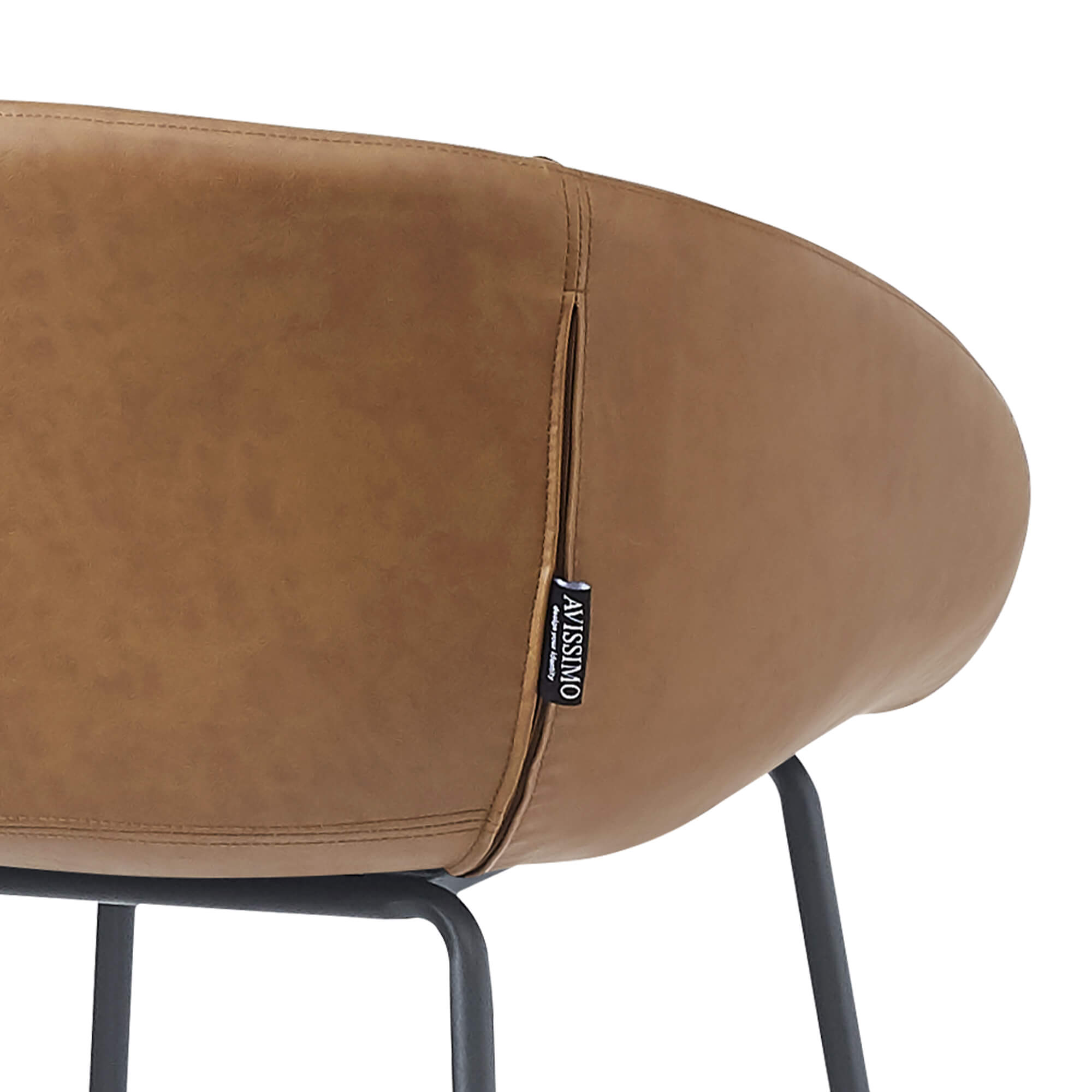 Estara-Bar Brown Indoorstuhl mit Armlehnen und Vollpolsterung – Naht Rückansicht