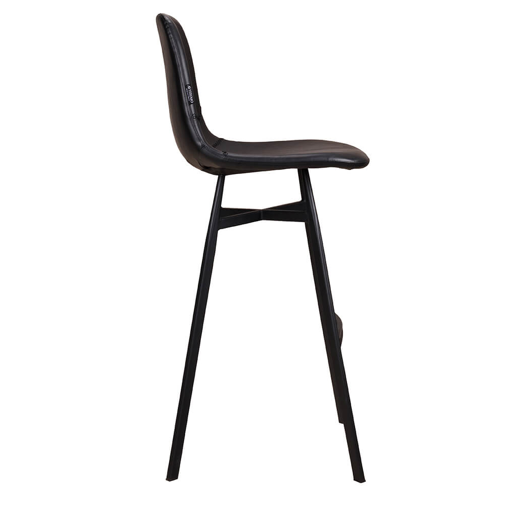 „Polsterbarhocker Jones-Bar mit schwarzem Kunstleder und anthrazitfarbenem Aluminiumgestell“